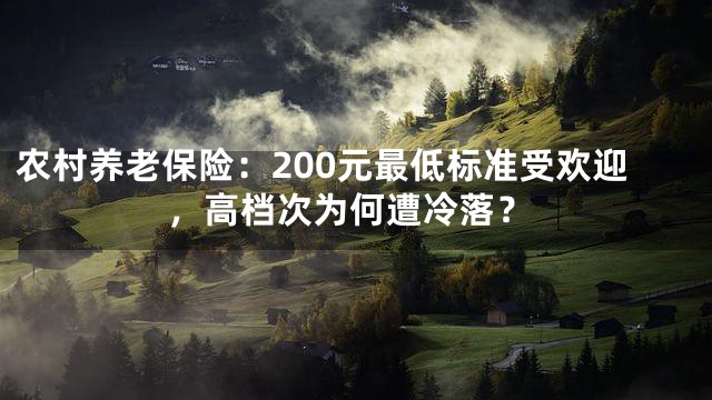 农村养老保险：200元最低标准受欢迎，高档次为何遭冷落？