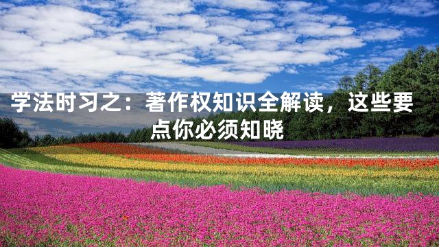 学法时习之：著作权知识全解读，这些要点你必须知晓