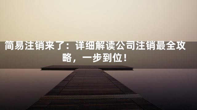 简易注销来了：详细解读公司注销最全攻略，一步到位！