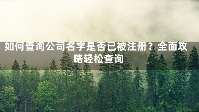 如何查询公司名字是否已被注册？全面攻略轻松查询