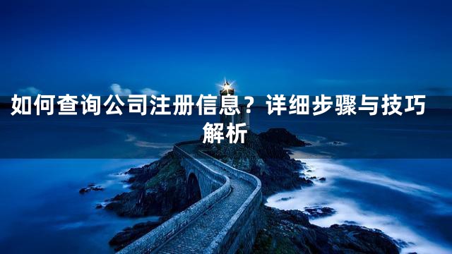 如何查询公司注册信息？详细步骤与技巧解析