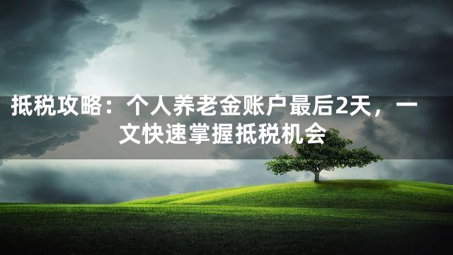 抵税攻略：个人养老金账户最后2天，一文快速掌握抵税机会