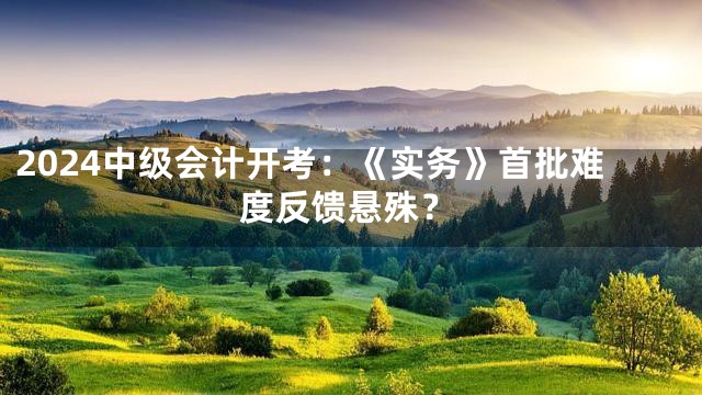 2024中级会计开考：《实务》首批难度反馈悬殊？