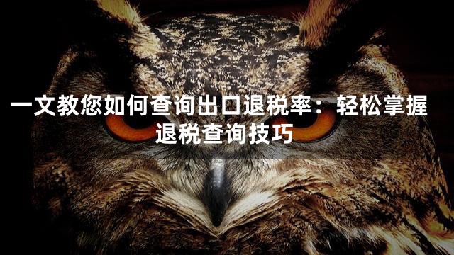 一文教您如何查询出口退税率：轻松掌握退税查询技巧