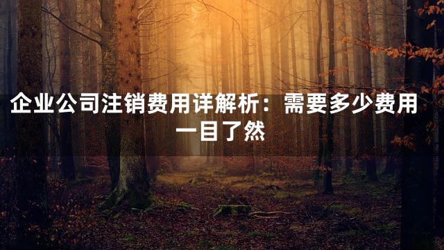 企业公司注销费用详解析：需要多少费用一目了然