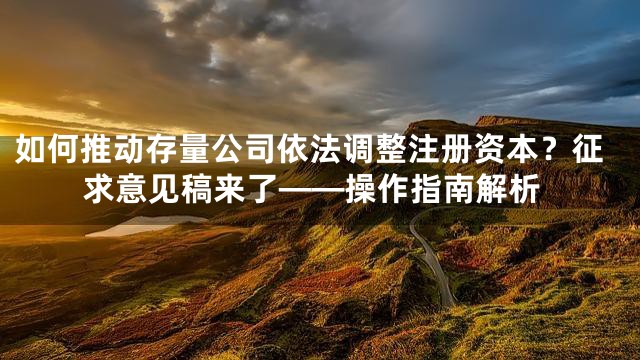 如何推动存量公司依法调整注册资本？征求意见稿来了——操作指南解析