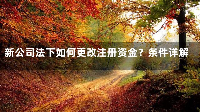 新公司法下如何更改注册资金？条件详解