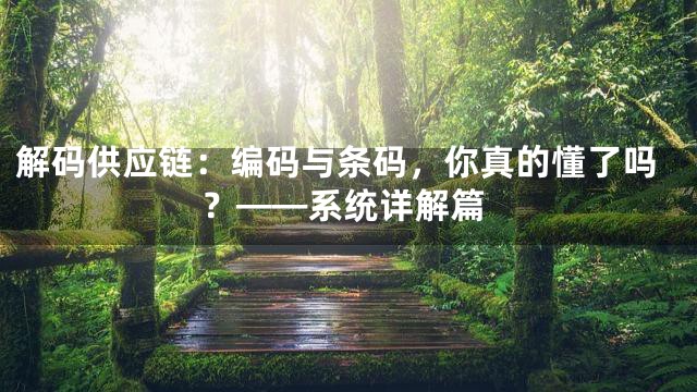解码供应链：编码与条码，你真的懂了吗？——系统详解篇