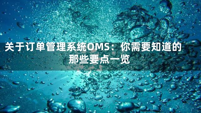 关于订单管理系统OMS：你需要知道的那些要点一览