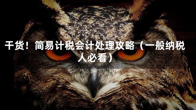 干货！简易计税会计处理攻略（一般纳税人必看）
