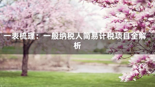 一表梳理：一般纳税人简易计税项目全解析