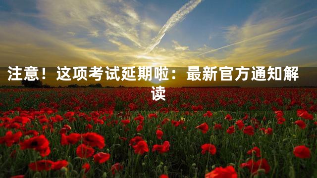 注意！这项考试延期啦：最新官方通知解读