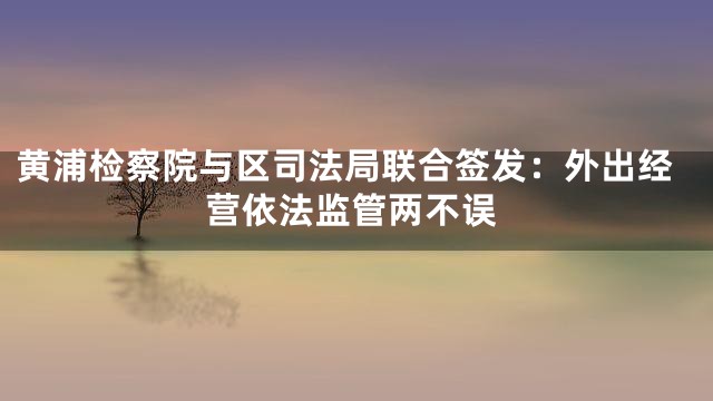 黄浦检察院与区司法局联合签发：外出经营依法监管两不误