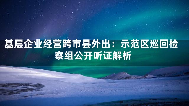 基层企业经营跨市县外出：示范区巡回检察组公开听证解析