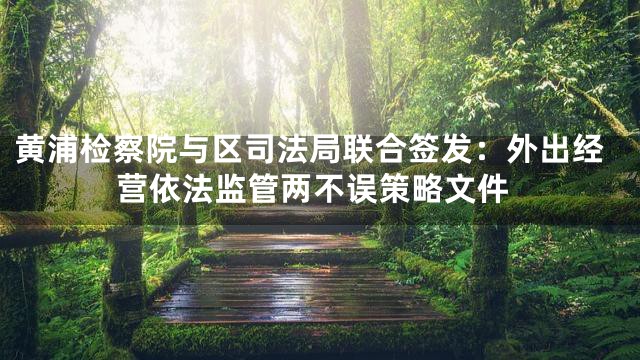 黄浦检察院与区司法局联合签发：外出经营依法监管两不误策略文件