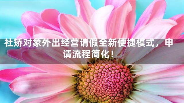 社矫对象外出经营请假全新便捷模式，申请流程简化！
