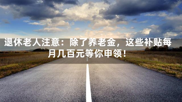退休老人注意：除了养老金，这些补贴每月几百元等你申领！