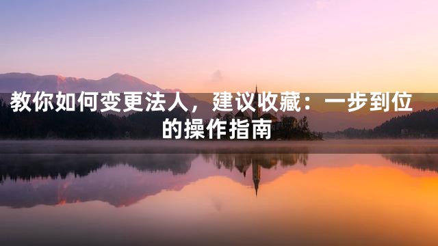 教你如何变更法人，建议收藏：一步到位的操作指南