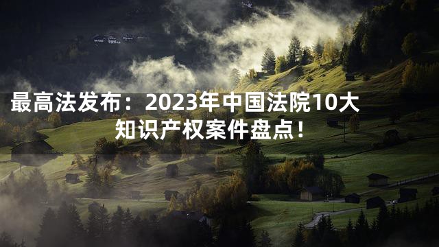 最高法发布：2023年中国法院10大知识产权案件盘点！