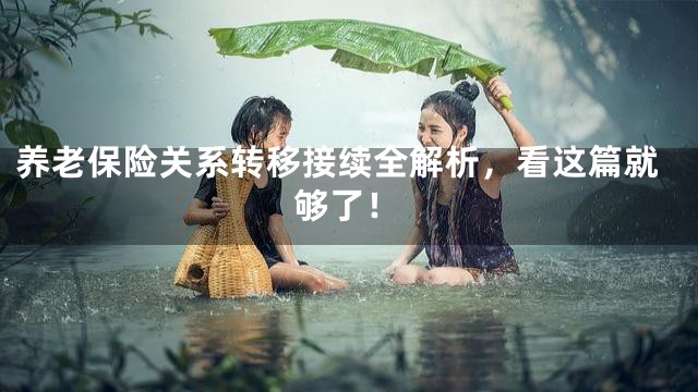 养老保险关系转移接续全解析，看这篇就够了！