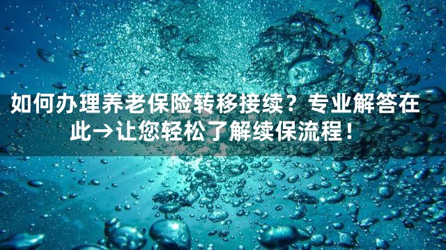 如何办理养老保险转移接续？专业解答在此→让您轻松了解续保流程！