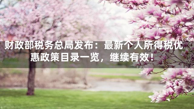 财政部税务总局发布：最新个人所得税优惠政策目录一览，继续有效！
