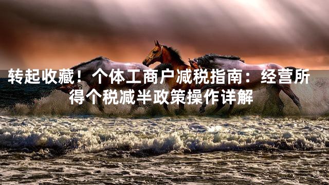 转起收藏！个体工商户减税指南：经营所得个税减半政策操作详解