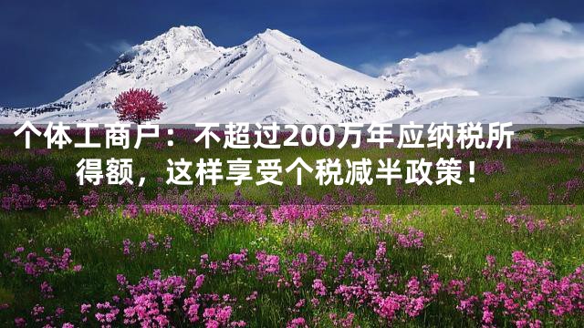 个体工商户：不超过200万年应纳税所得额，这样享受个税减半政策！