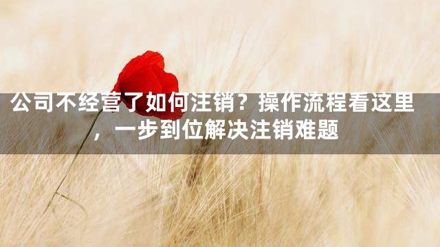 公司不经营了如何注销？操作流程看这里，一步到位解决注销难题