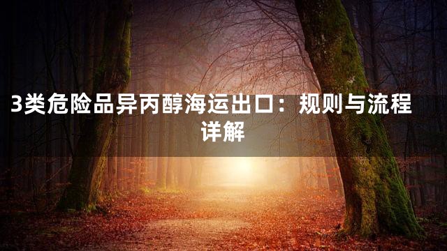 3类危险品异丙醇海运出口：规则与流程详解