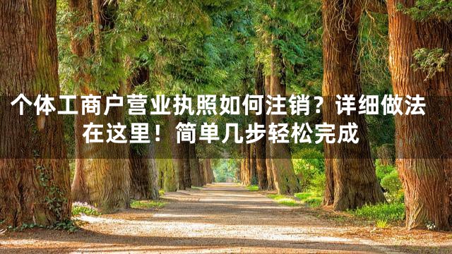 个体工商户营业执照如何注销？详细做法在这里！简单几步轻松完成