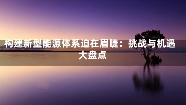 构建新型能源体系迫在眉睫：挑战与机遇大盘点