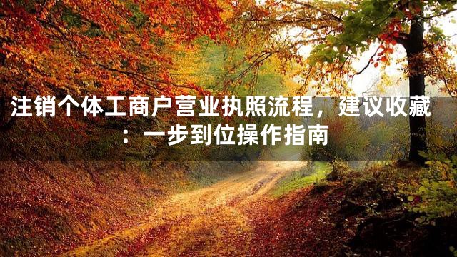 注销个体工商户营业执照流程，建议收藏：一步到位操作指南