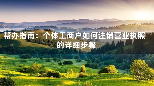 帮办指南：个体工商户如何注销营业执照的详细步骤