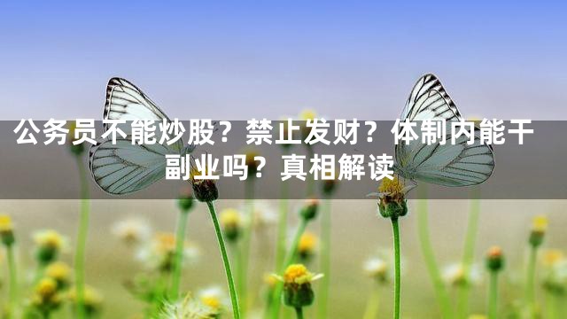 公务员不能炒股？禁止发财？体制内能干副业吗？真相解读