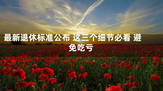 最新退休标准公布 这三个细节必看 避免吃亏