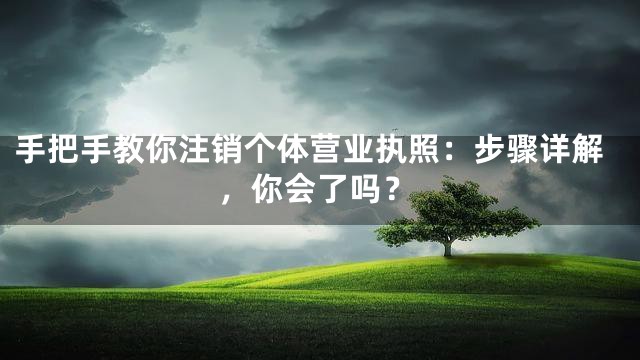 手把手教你注销个体营业执照：步骤详解，你会了吗？