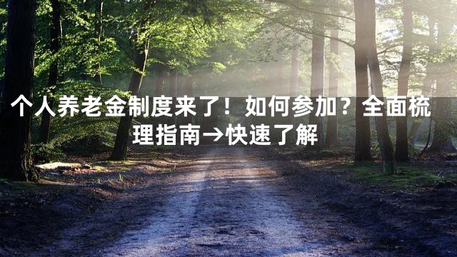 个人养老金制度来了！如何参加？全面梳理指南→快速了解