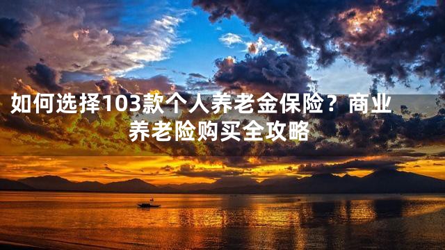 如何选择103款个人养老金保险？商业养老险购买全攻略