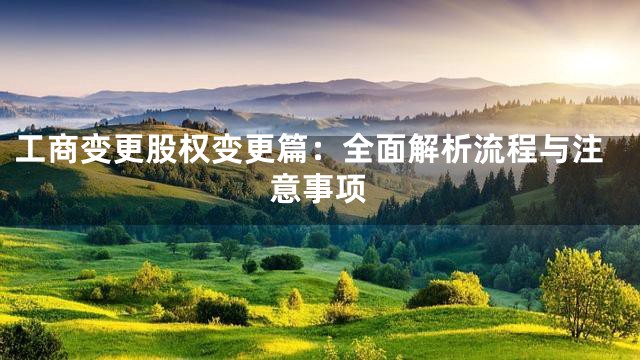 工商变更股权变更篇：全面解析流程与注意事项