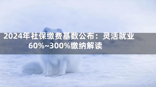 2024年社保缴费基数公布：灵活就业60%~300%缴纳解读