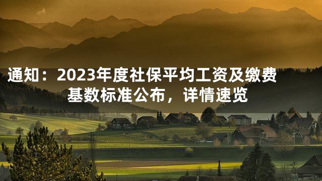 通知：2023年度社保平均工资及缴费基数标准公布，详情速览