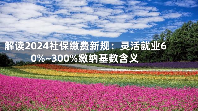解读2024社保缴费新规：灵活就业60%~300%缴纳基数含义