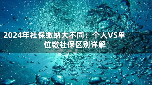 2024年社保缴纳大不同：个人VS单位缴社保区别详解