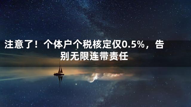 注意了！个体户个税核定仅0.5%，告别无限连带责任