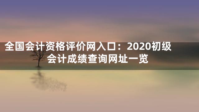 全国会计资格评价网入口：2020初级会计成绩查询网址一览
