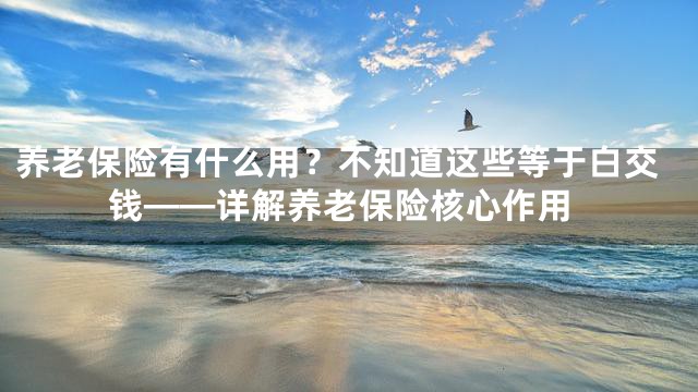 养老保险有什么用？不知道这些等于白交钱——详解养老保险核心作用