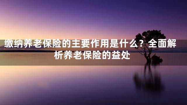 缴纳养老保险的主要作用是什么？全面解析养老保险的益处