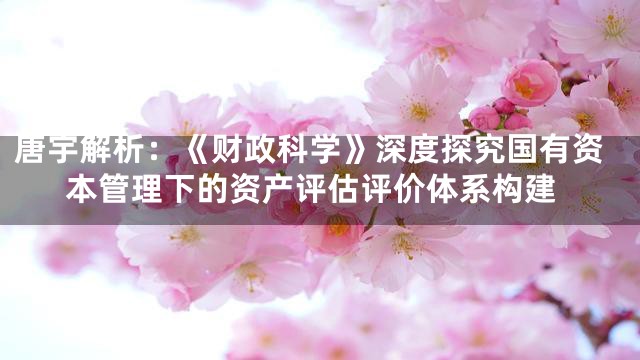 唐宇解析：《财政科学》深度探究国有资本管理下的资产评估评价体系构建