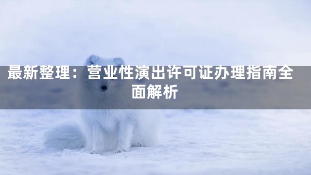 最新整理：营业性演出许可证办理指南全面解析